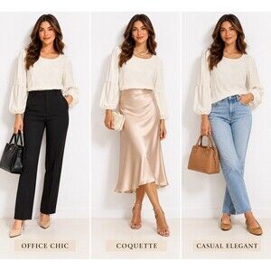 LOFT Blouse Womens XSP Ivory Blouse Petite Ballon Sleeve Texture Scoop Neck